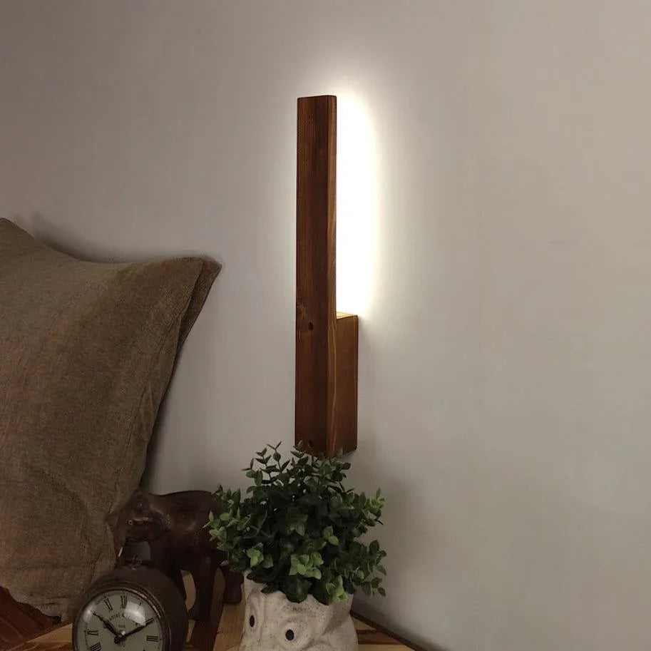 Slimline Brown Wooden LED Wall Light - ArtyCraftz.com