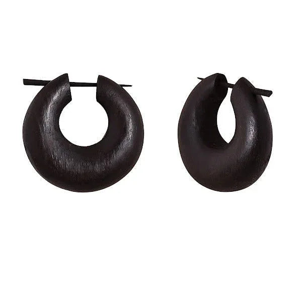 Small Hoop Wood Tribal Post Earrings 1.5" - ArtyCraftz.com