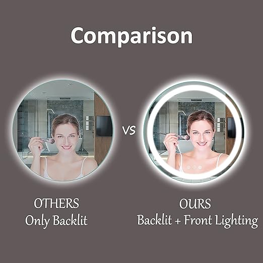 Smart Sensored Round Shape LED Wall Mirror with Back Light and Front Light (White, Warm) - ArtyCraftz.com
