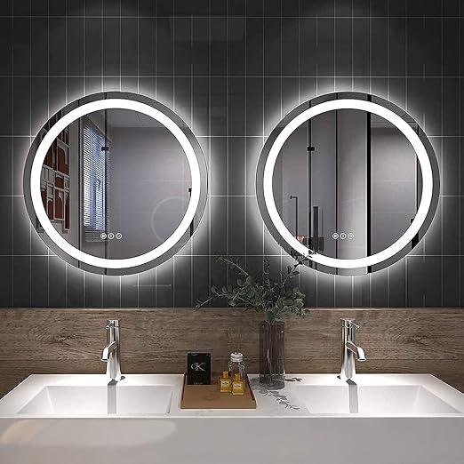 Smart Sensored Round Shape LED Wall Mirror with Back Light and Front Light (White, Warm) - ArtyCraftz