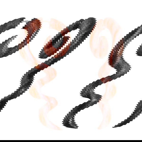 Snake Spiral Wood Fake Gauges Earrings 2.6" - ArtyCraftz.com