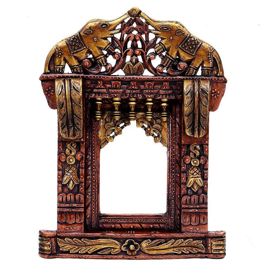 Solid Wood Elephant Decorative 24 Inch Jharokha Wall Hanging