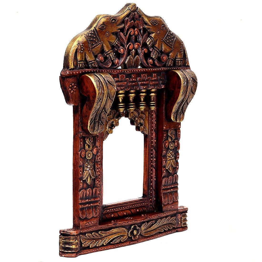 Solid Wood Elephant Decorative 24 Inch Jharokha Wall Hanging