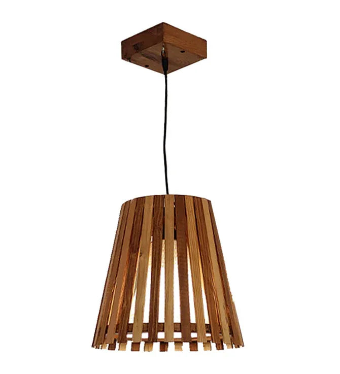 Soyuz Beige & Brown Wooden Single Hanging Lamp