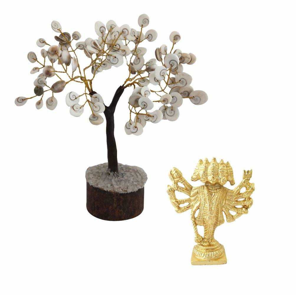 Sri Hindu God Panchmukhi (Five Faced) Hanuman Idol Sculpture Statue Natural Gomati Chakra Healing Gem Stone Bonsai Fortune Vastu Plant Tree - ArtyCraftz.com