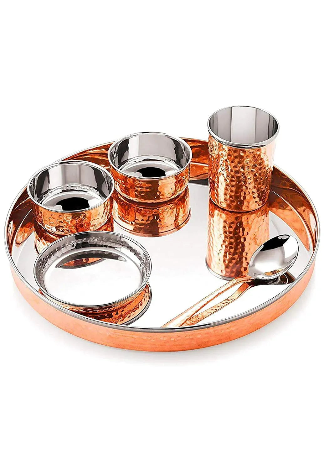 Stainless Steel and Copper Traditional Kitchen Dinner Royal Thali Set - ArtyCraftz.com