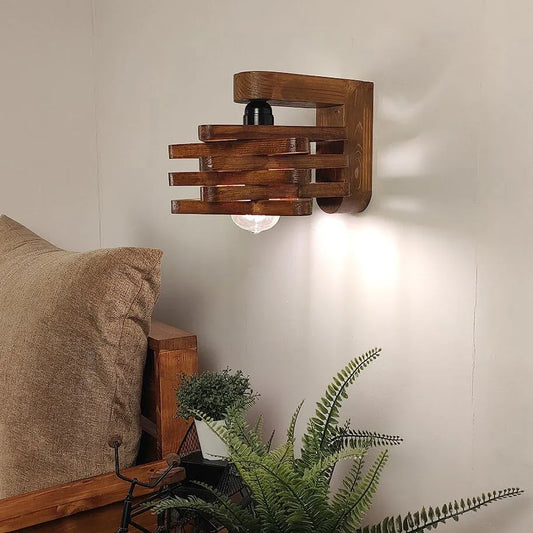 Star Brown Wooden Wall Light - ArtyCraftz.com