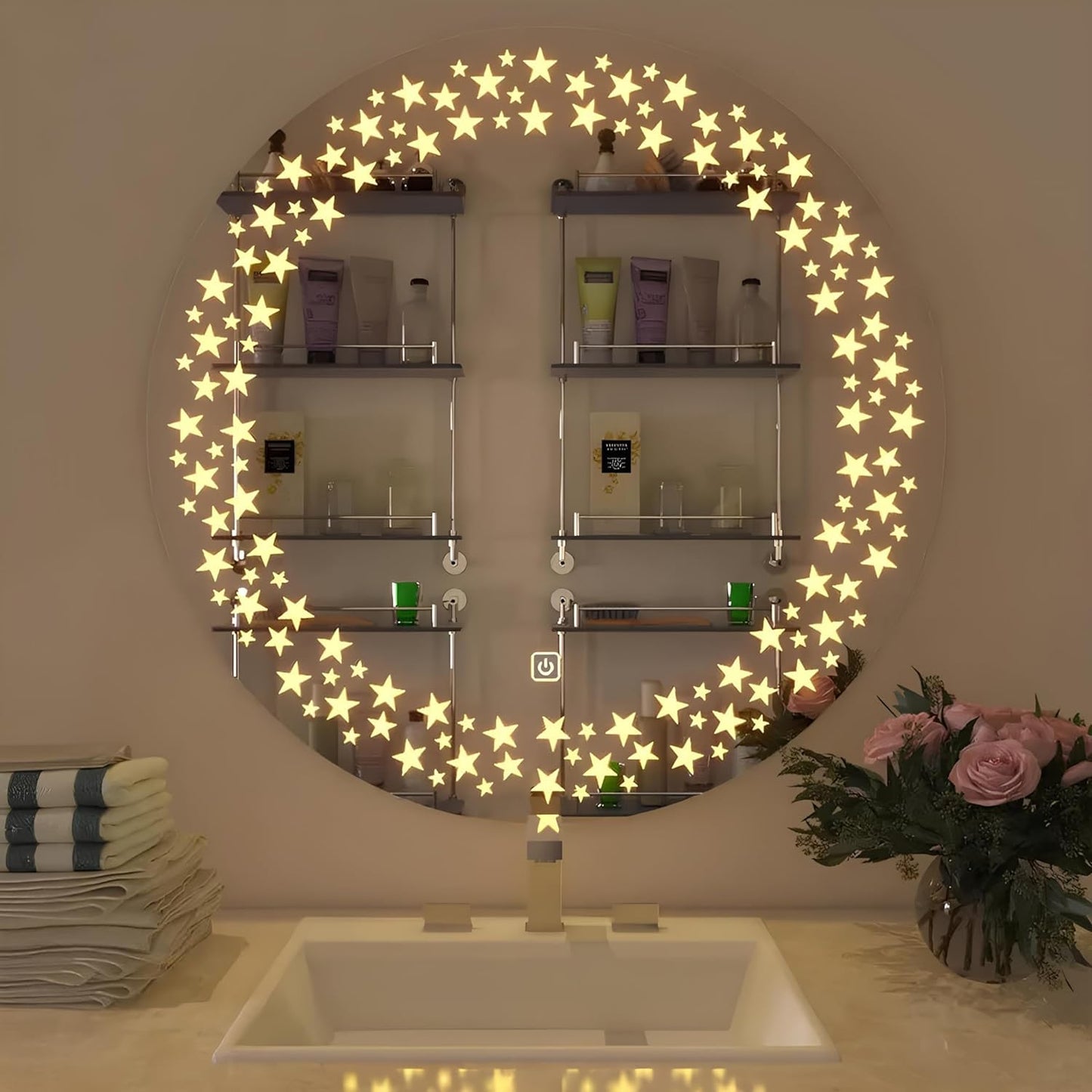 Starry Design Round LED Mirror-ArtyCraftz.com