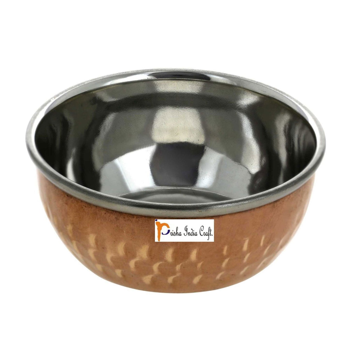 Steel Copper Serving Bowl, Hammered Design, Capacity 150 ML - ArtyCraftz.com