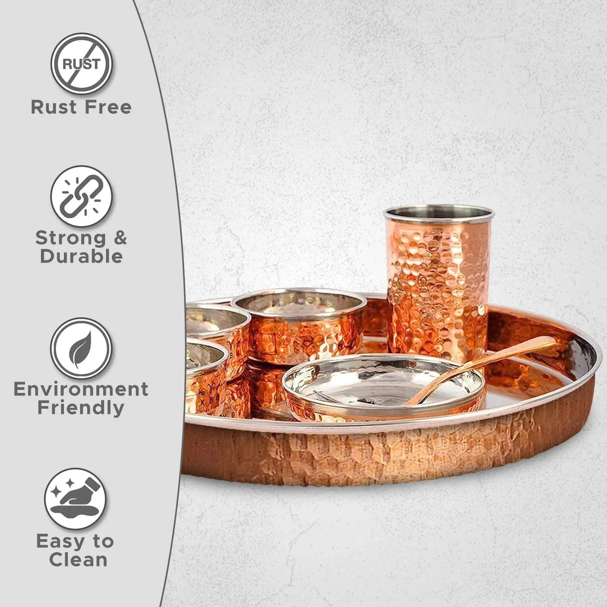 Steel and Copper Traditional Kitchen Dinner Royal Thali Set of 7 Piece-artycraftz.com