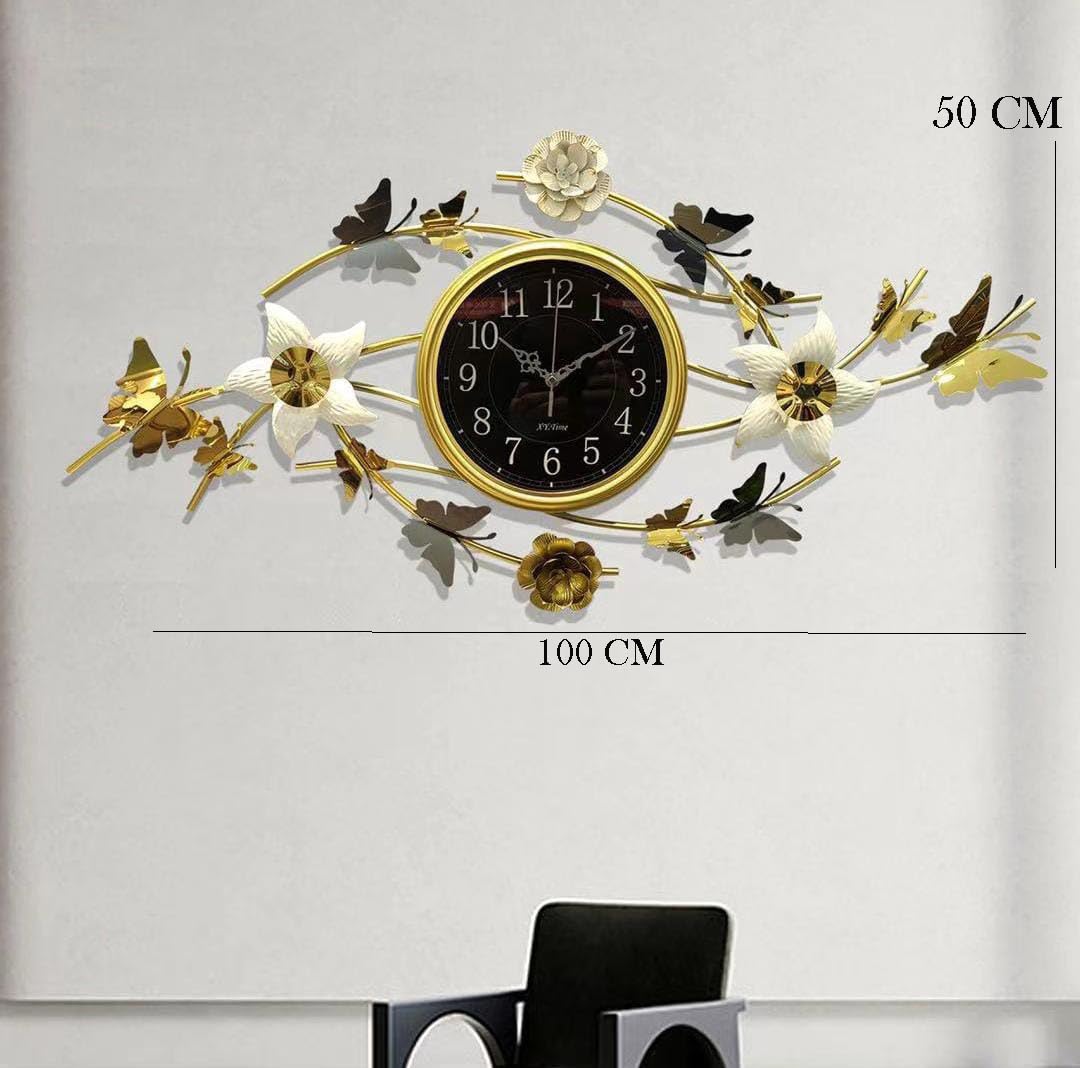 String of butterflies and Flowers Wall Clock