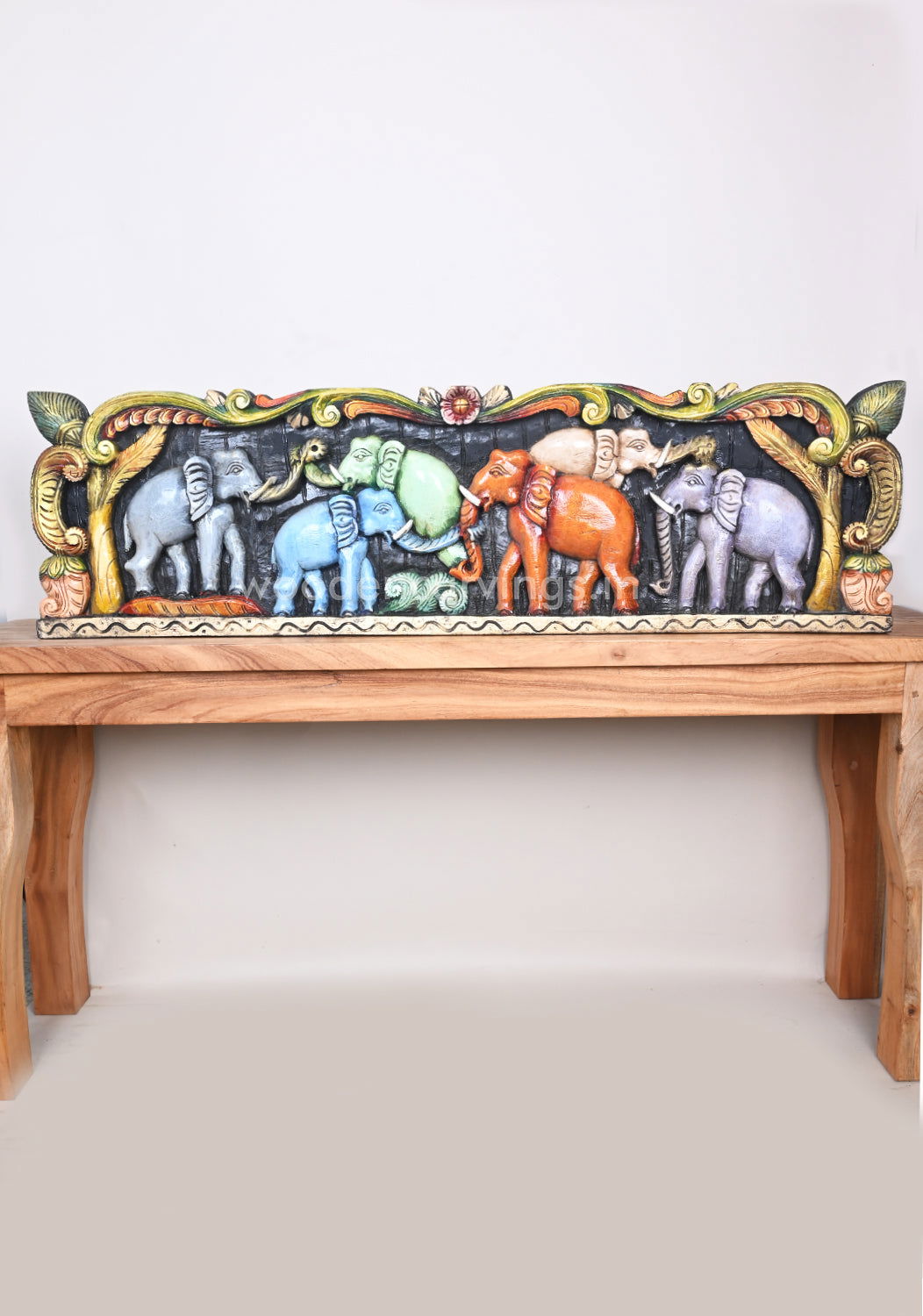 Stunning Group of Elephants Multicoloured Wall Panel 42 Inches - ArtyCraftz.com