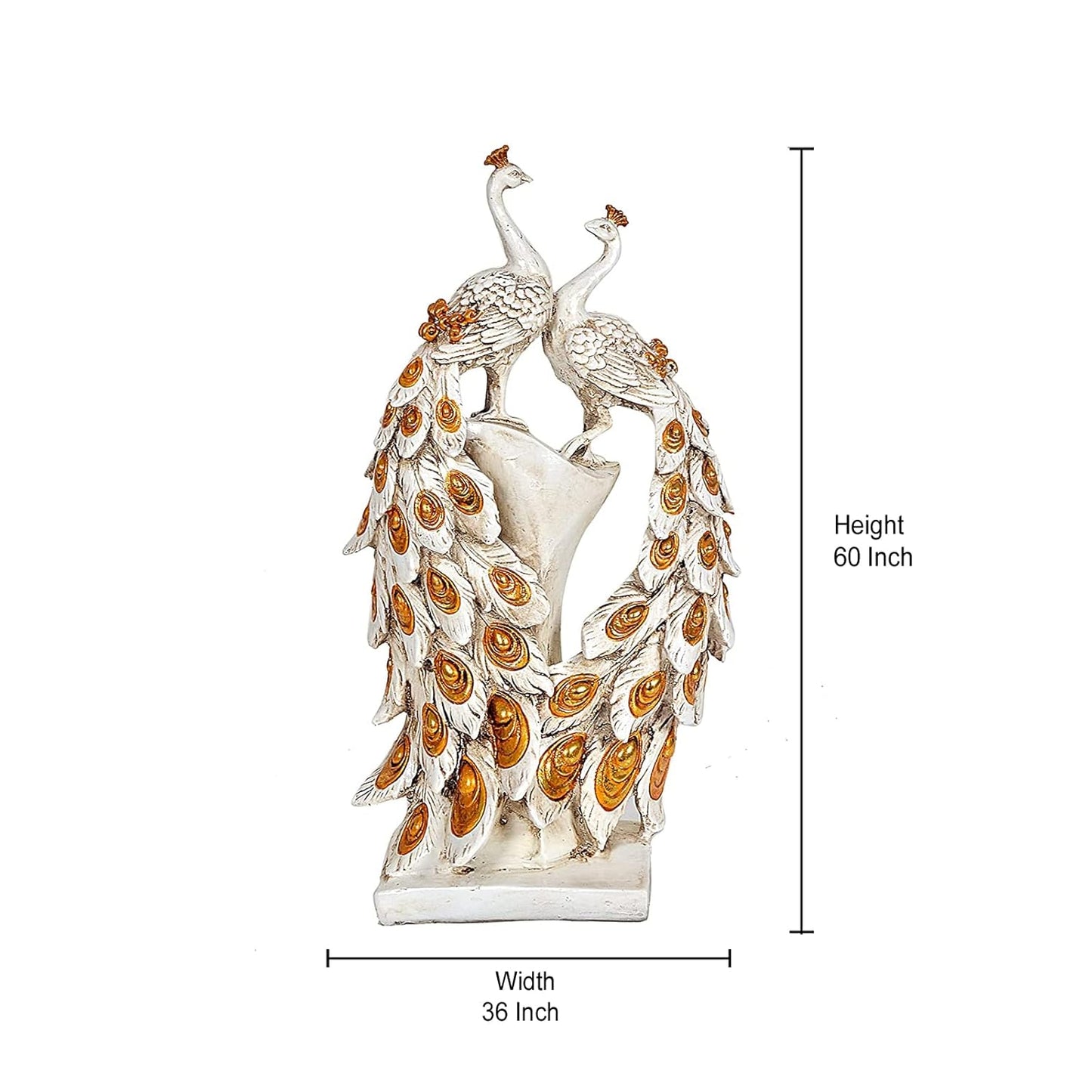 Stunning Resin White Peacock Pair Showpiece -ArtyCraftz.com