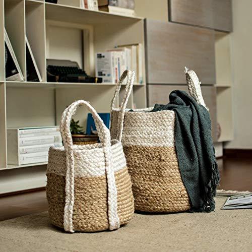 Stylish & Sustainable Jute and Cotton Storage Basket-ArtyCraftz.com