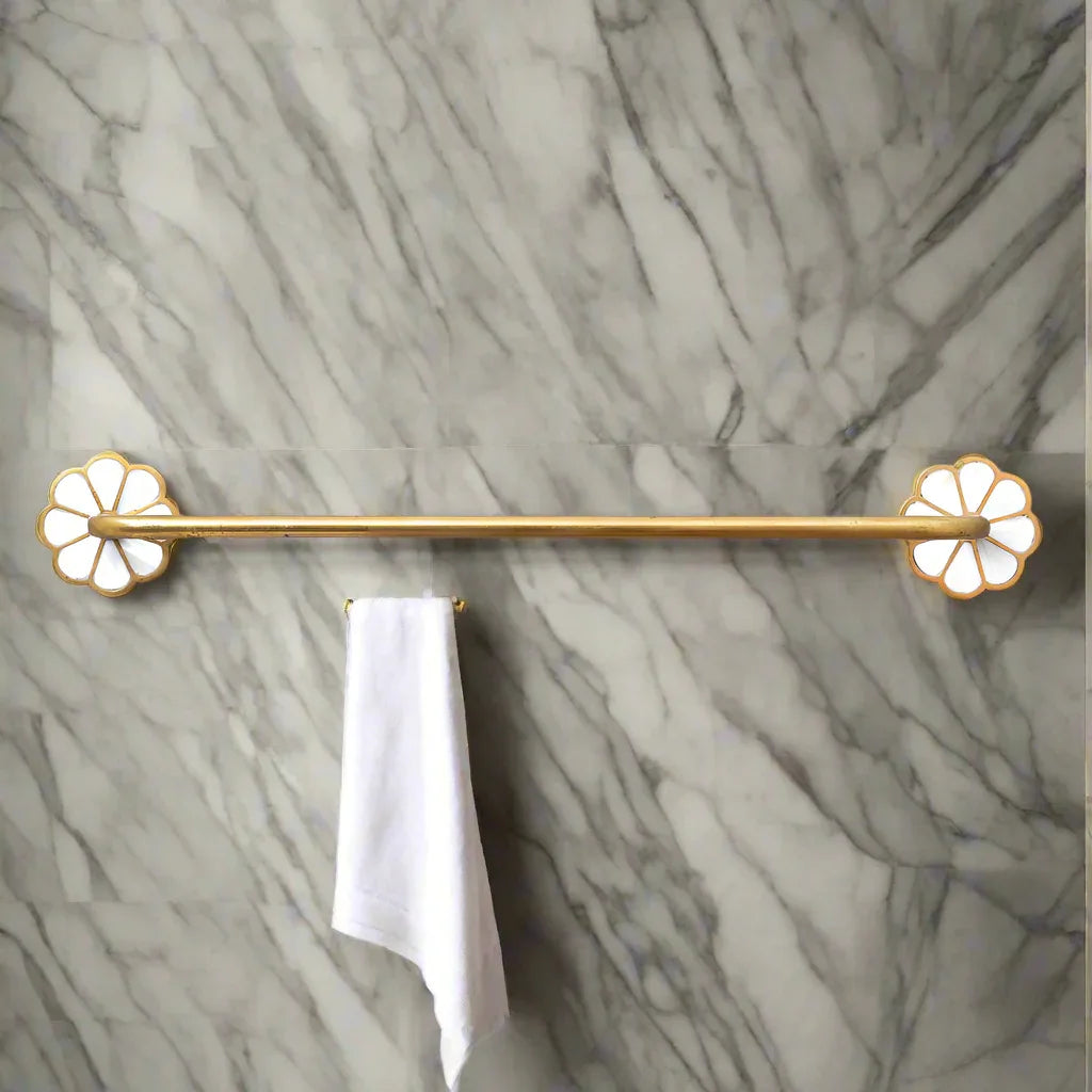 Sunflower Shaped Brass Mother of Pearl Bathroom Towel Hanger-ArtyCraftz.com