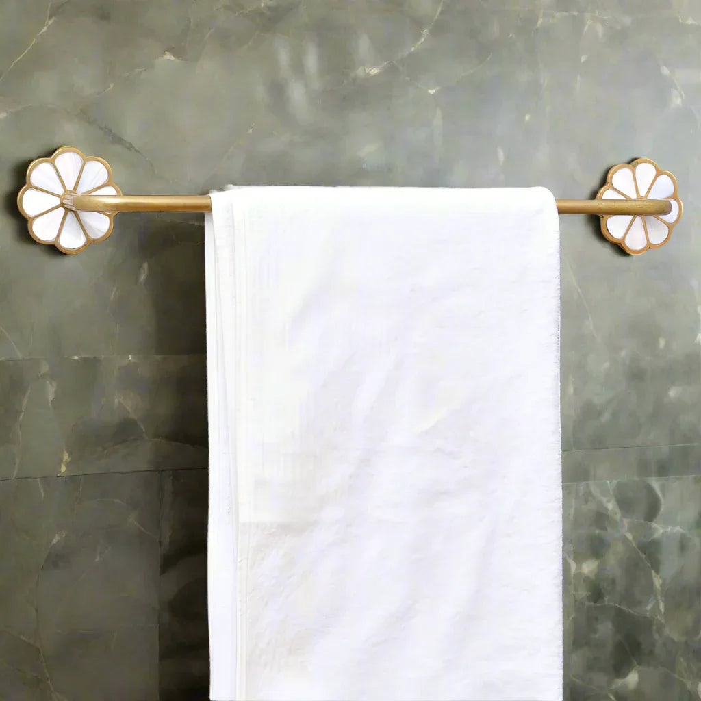 Sunflower Shaped Brass Mother of Pearl Bathroom Towel Hanger-ArtyCraftz.com