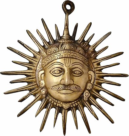 Surya Wall Hanging Made of Brass in Yellow Finish Decorative Wall Hanging
