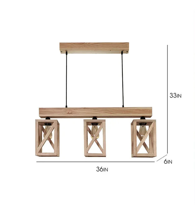 Symmetric Beige Wooden Series Hanging Lamp