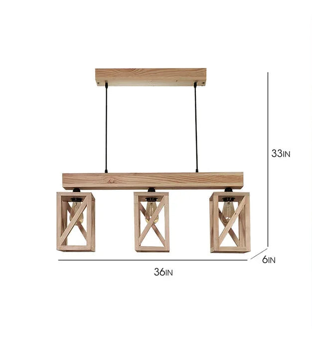 Symmetric Beige Wooden Series Hanging Lamp