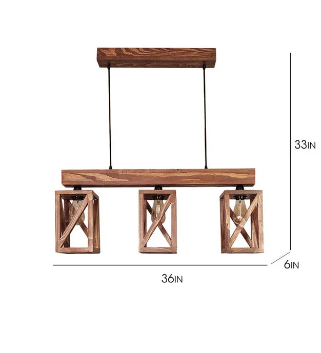 Symmetric Brown & Beige Wooden Series Hanging Lamp - ArtyCraftz.com