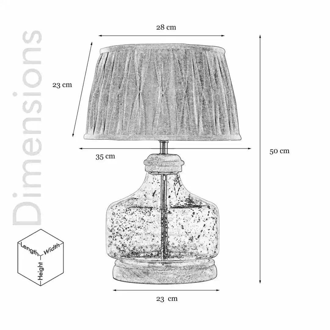 Tuscan Glass and Wood Table Lamp With Natural Linen Shade with Dimension