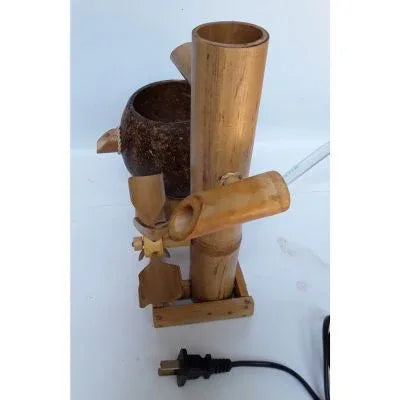 Tabletop Coconut Shell and Bamboo Water Fountain with Turbine