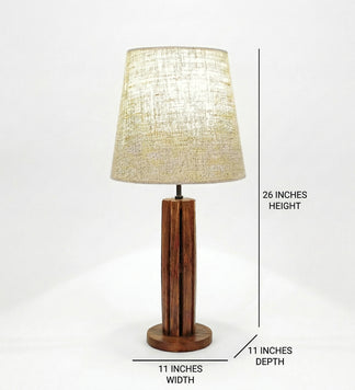 TallBoy Wooden Table Lamp with Brown Base and Premium White Fabric Lampshade