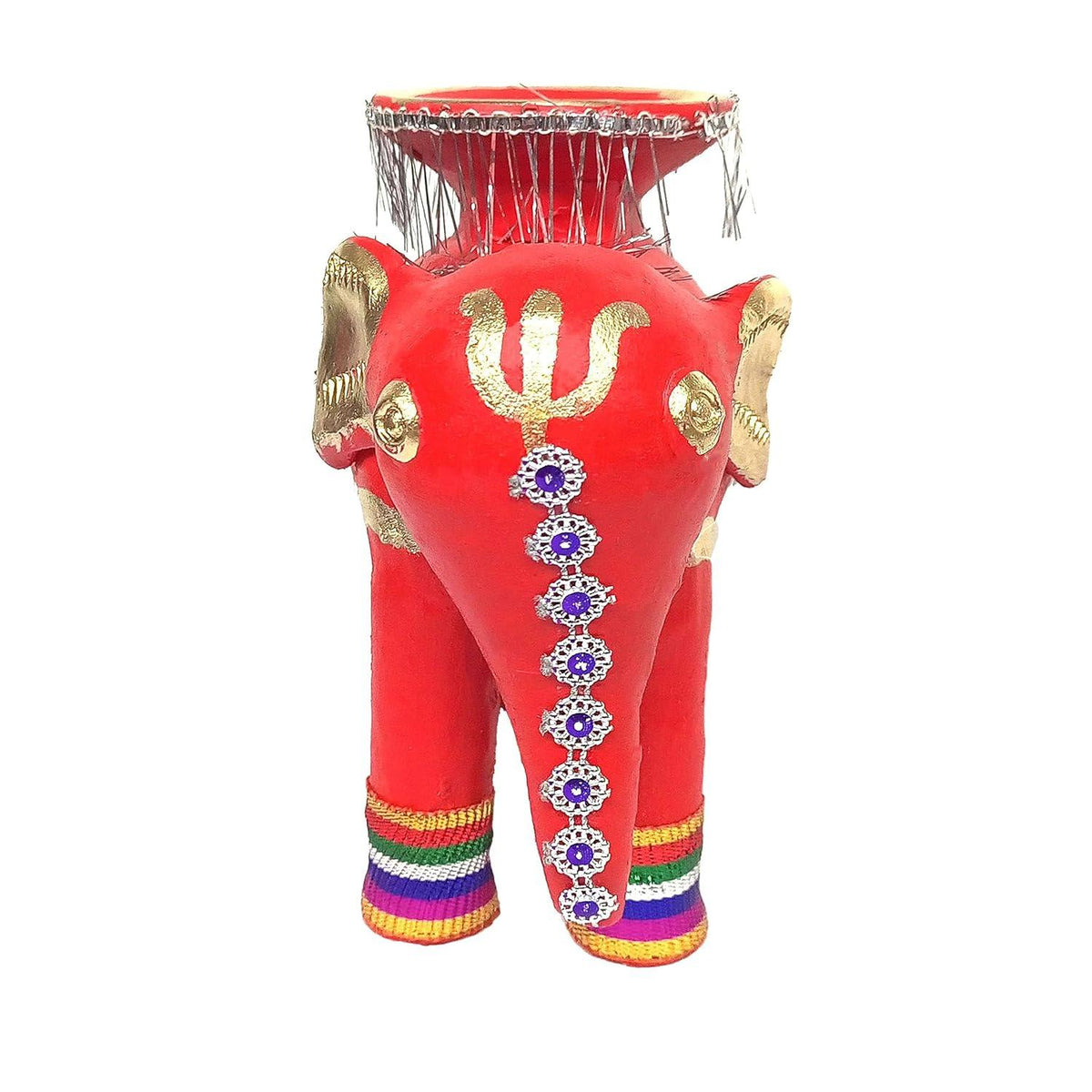Terracotta Elephant/Hathi Showpiece for Chhath Puja, Red Color - ArtyCraftz.com