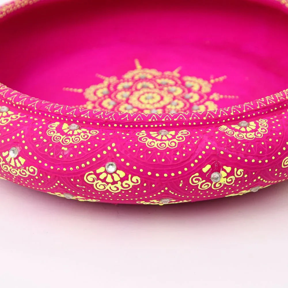 Terracotta Urli with Golden Floral Motifs-ArtyCraftz.com