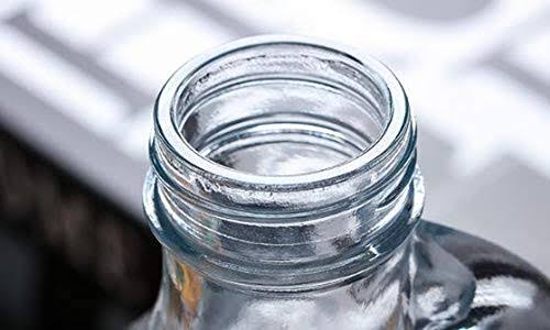 Textured Glass Beverage Bottle with Handle (1000ML, Clear)
