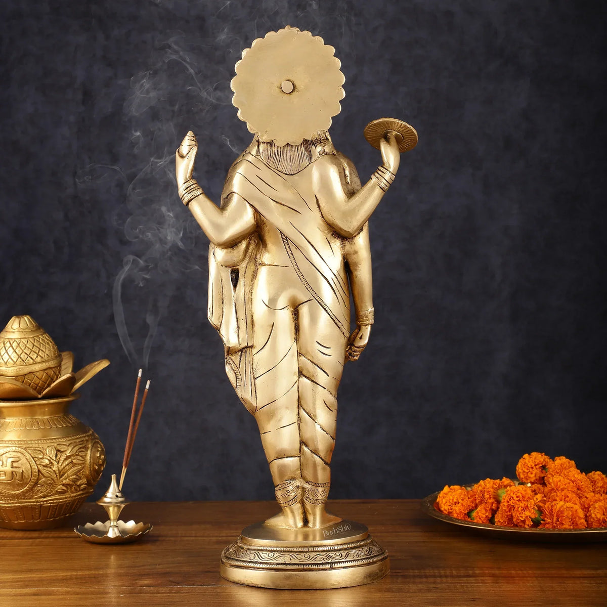 The Physician God Dhanvantri 12.5 inches Brass Statue-ArtyCraftz.com