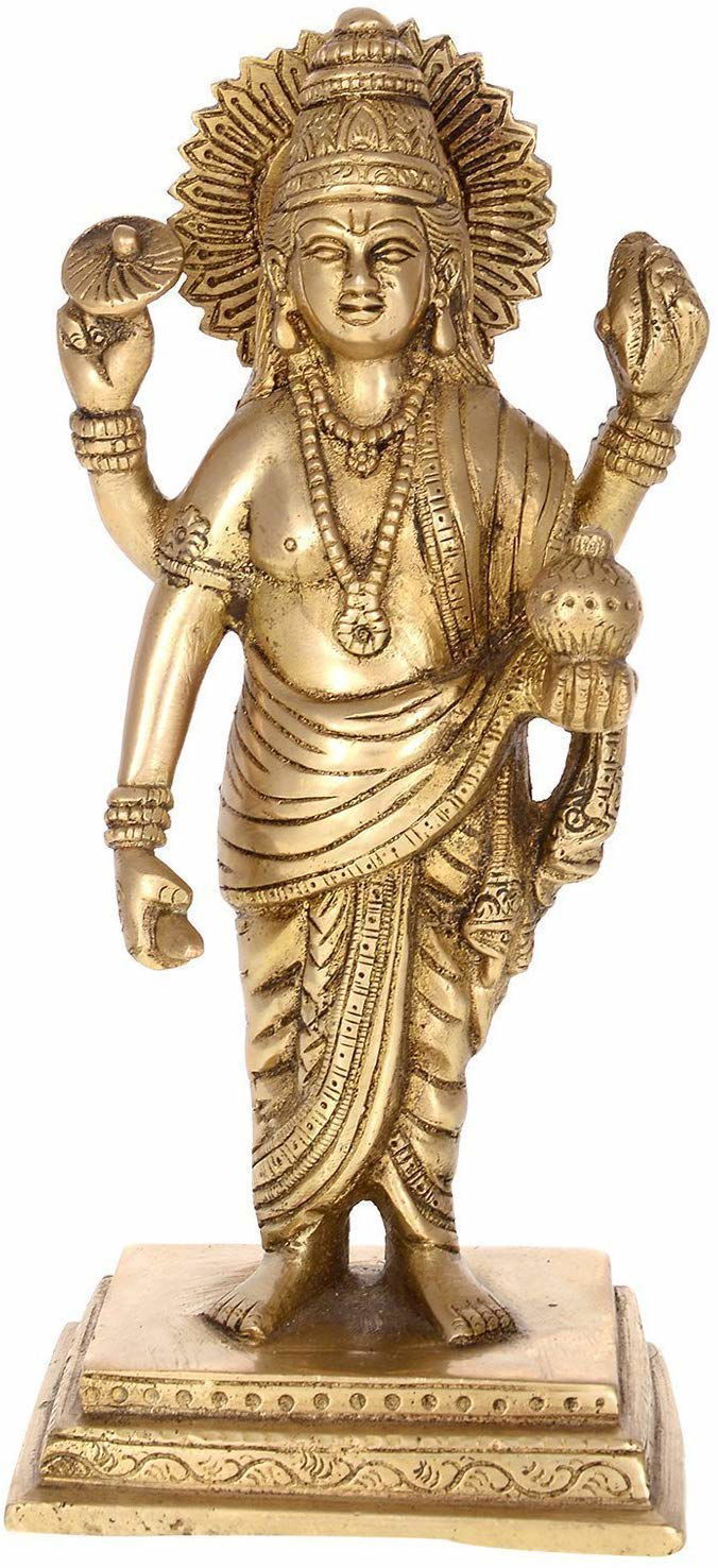 The Physician of The Gods (Holding The Vase of Immortality)- Brass Statue, Height : 8 inches - ArtyCraftz.com
