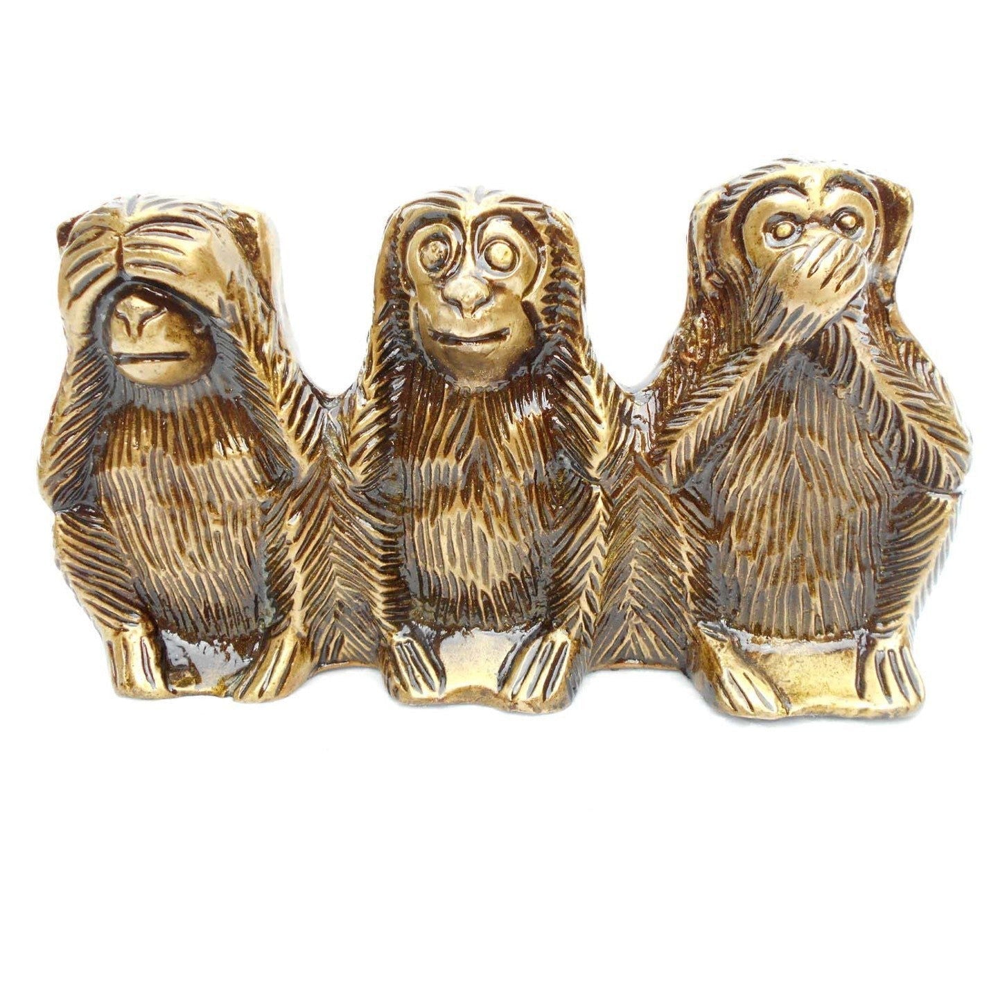 Three Monkey Showpiece, Home Decoratives Antique Brass Finish - ArtyCraftz.com