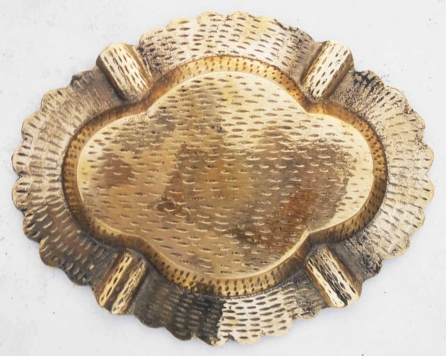 Traditional Brass Ashtray with Vibrant Meenakari Artwork-ArtyCraftz.com