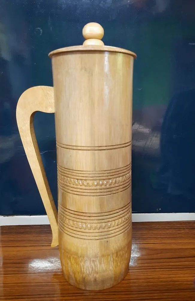 Traditional Brown Bamboo Jug with Lid-ArtyCraftz.com
