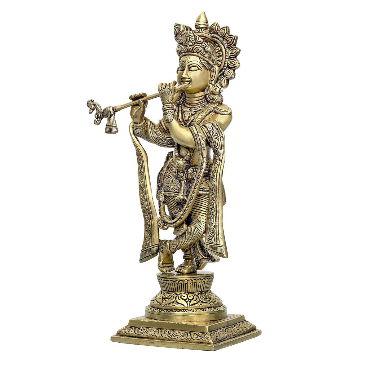 Traditional Decorative Brass Murlidhar Krishna Statue 13 Inches - ArtyCraftz.com