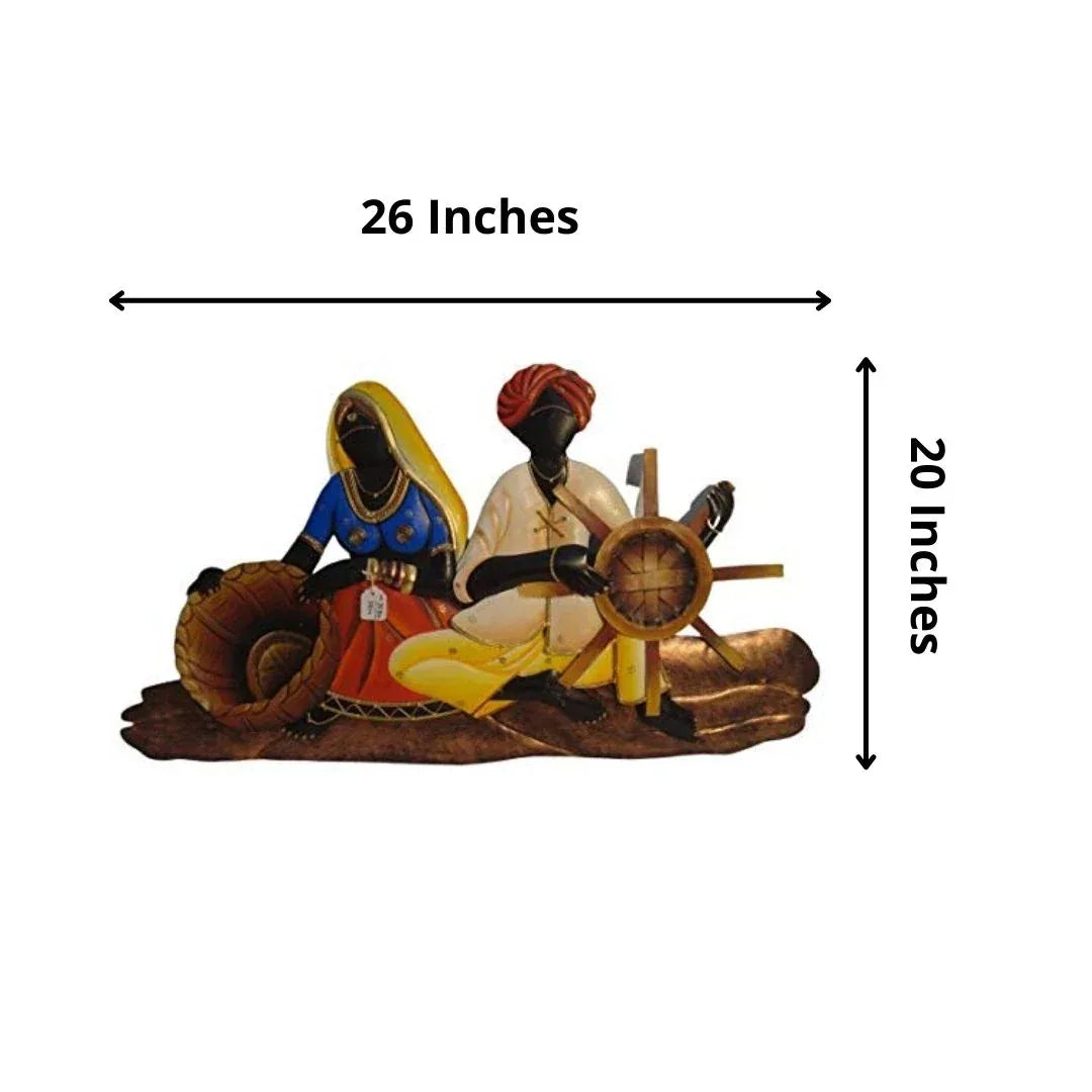 Traditional Rajasthani Basket Weaving Couple Wall-ArtyCraftz.com