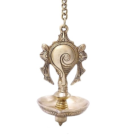 Traditional Shankh Design Brass Hanging Diya Home Decor Gifting