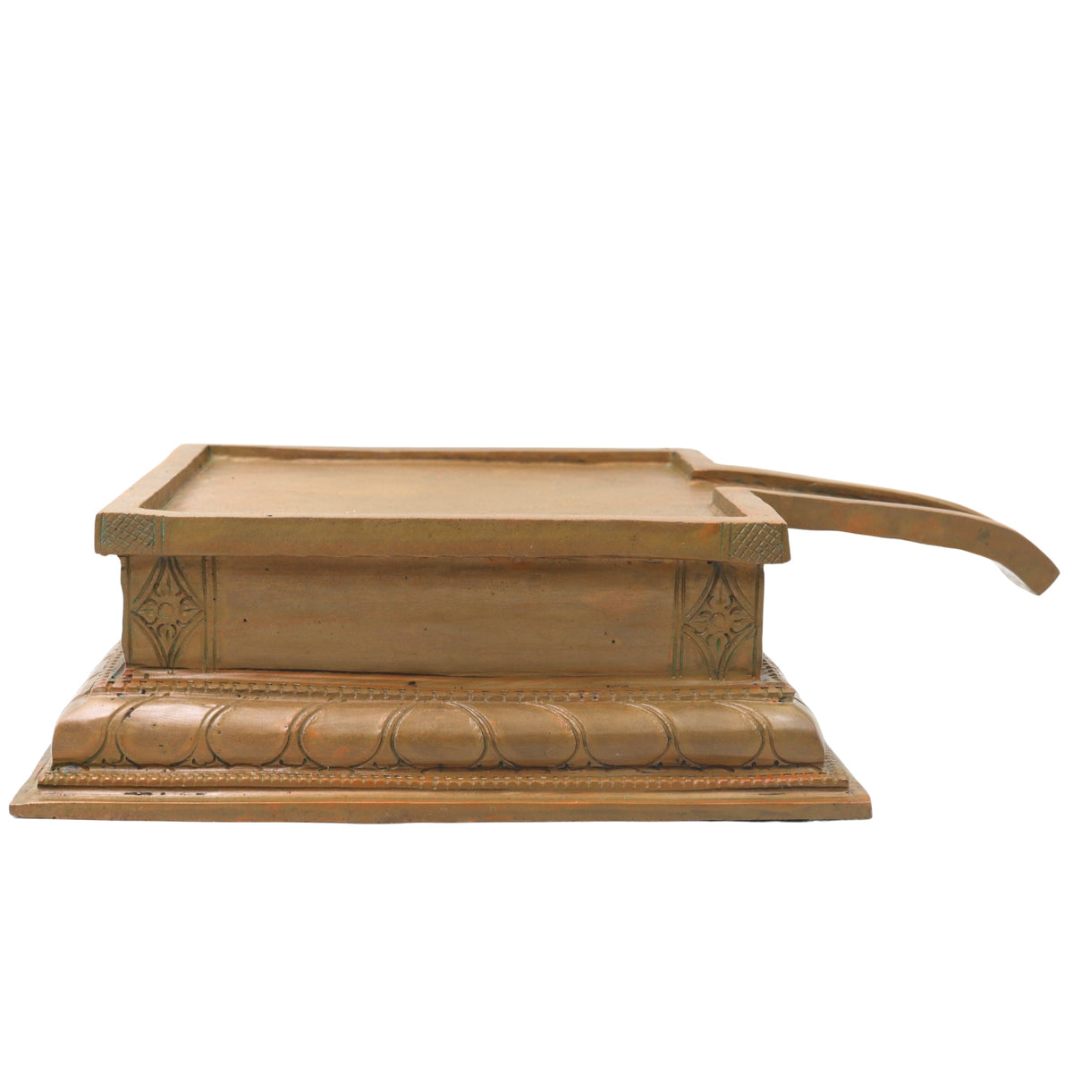 Traditional bronze Abhisheka Peedam with square platform, decorative base and side handle-artycraftz.com