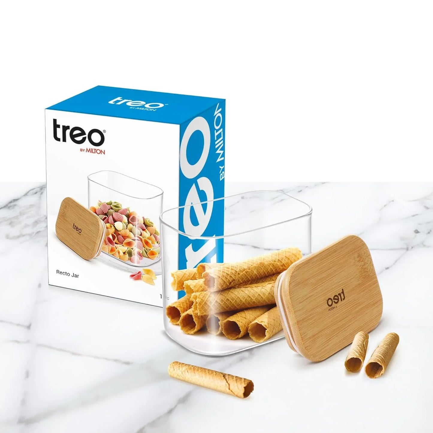 Treo Recto Glass Jar with Bamboo Lid-ArtyCraftz.com