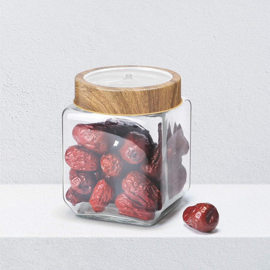 Treo Woody Cube Glass Jar-ArtyCraftz.com