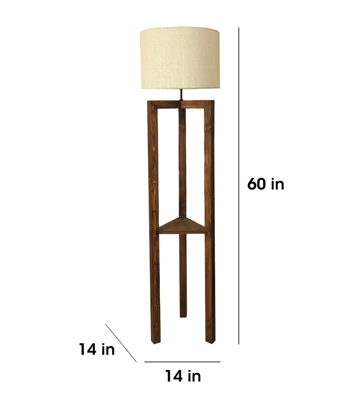 Triad Wooden Floor Lamp with Brown Base and Beige Fabric Lampshade - ArtyCraftz.com