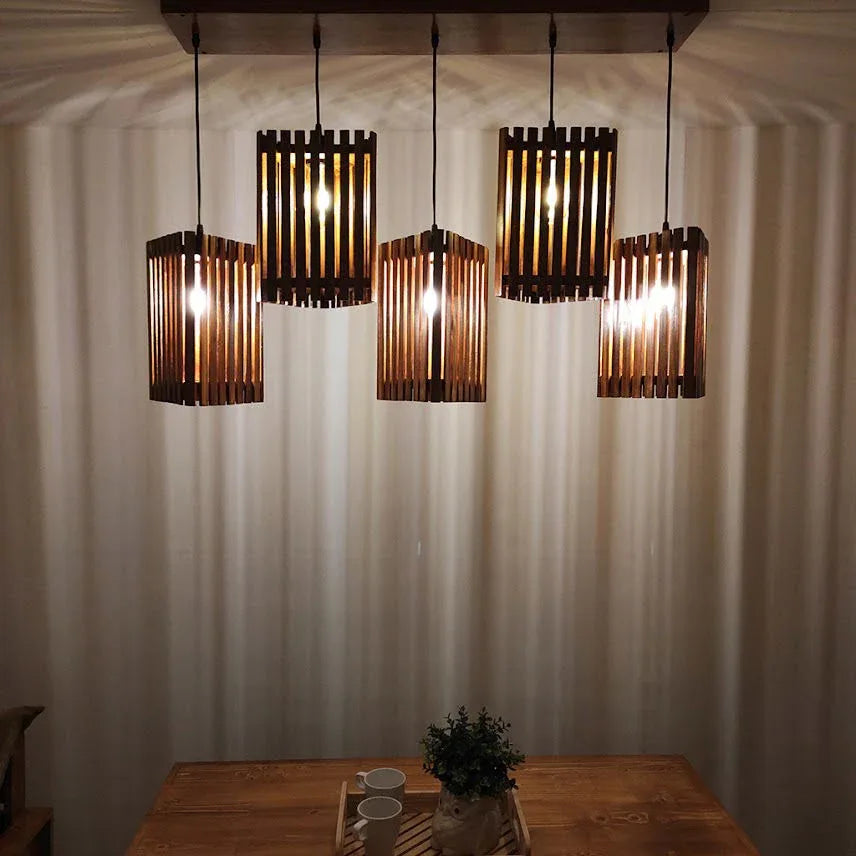 Trikona Brown 5 Series Hanging Lamp - ArtyCraftz.com