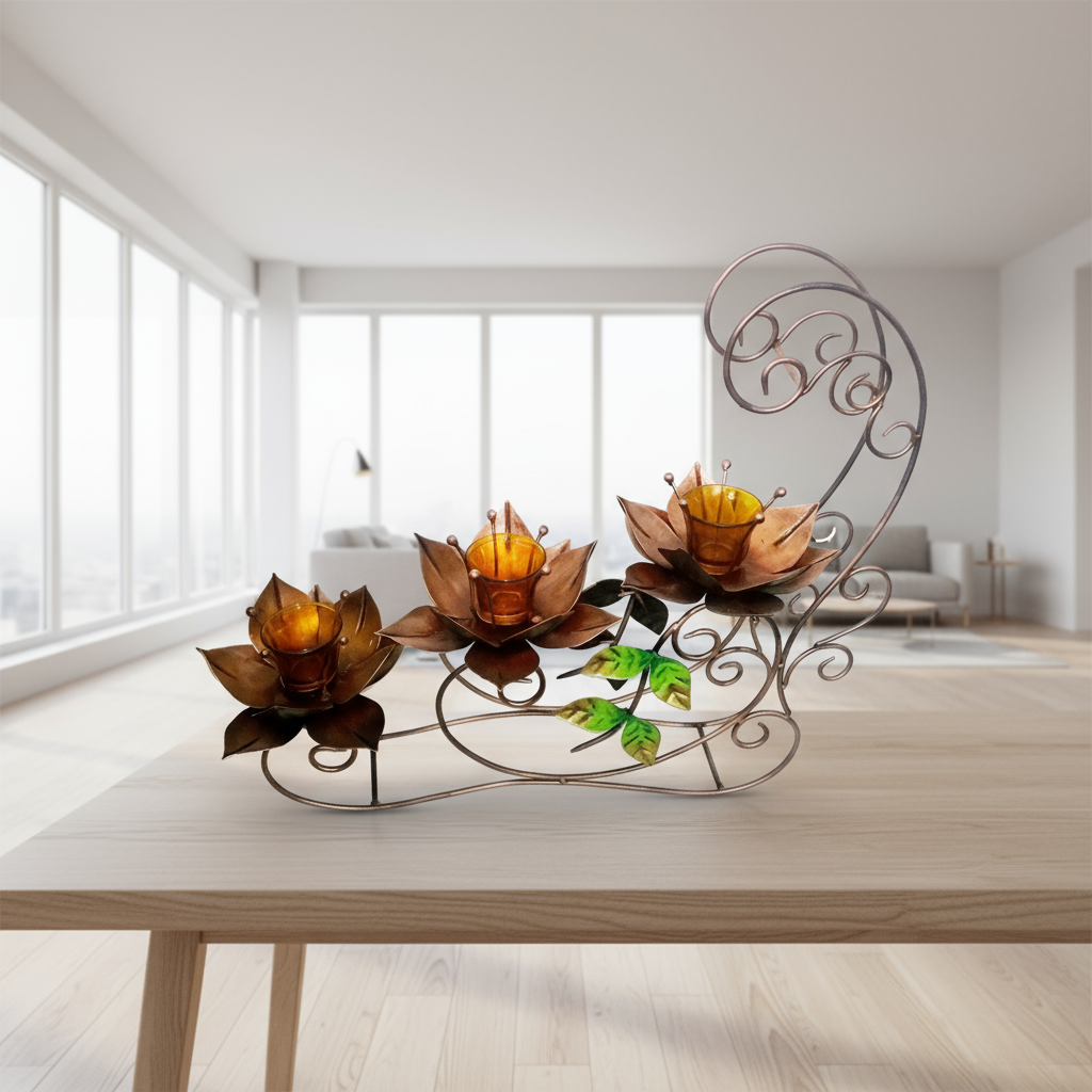 Triple Lotus Candle Holder
