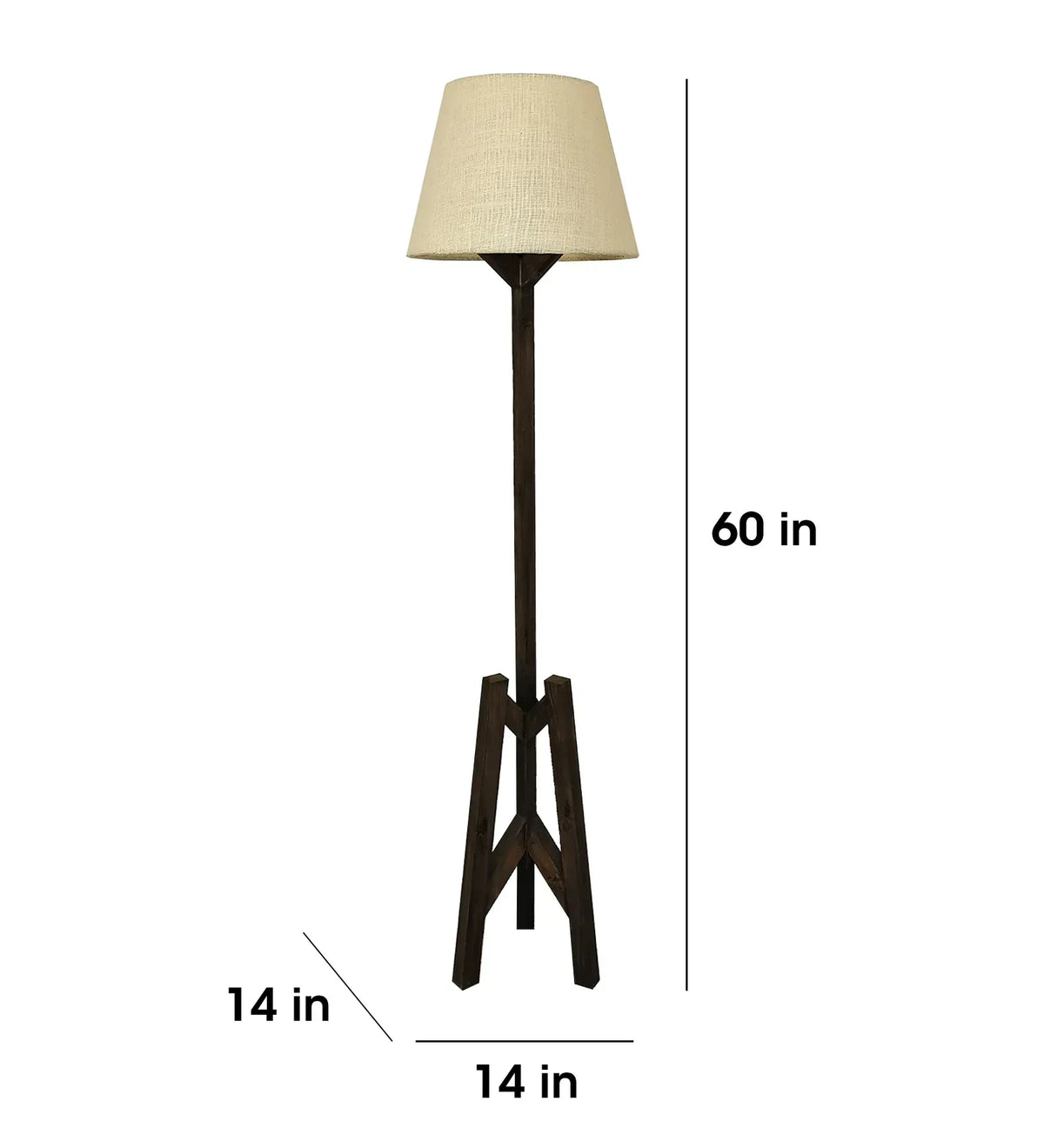 Troika Wooden Floor Lamp with Brown Base and Beige Fabric Lampshade - ArtyCraftz.com