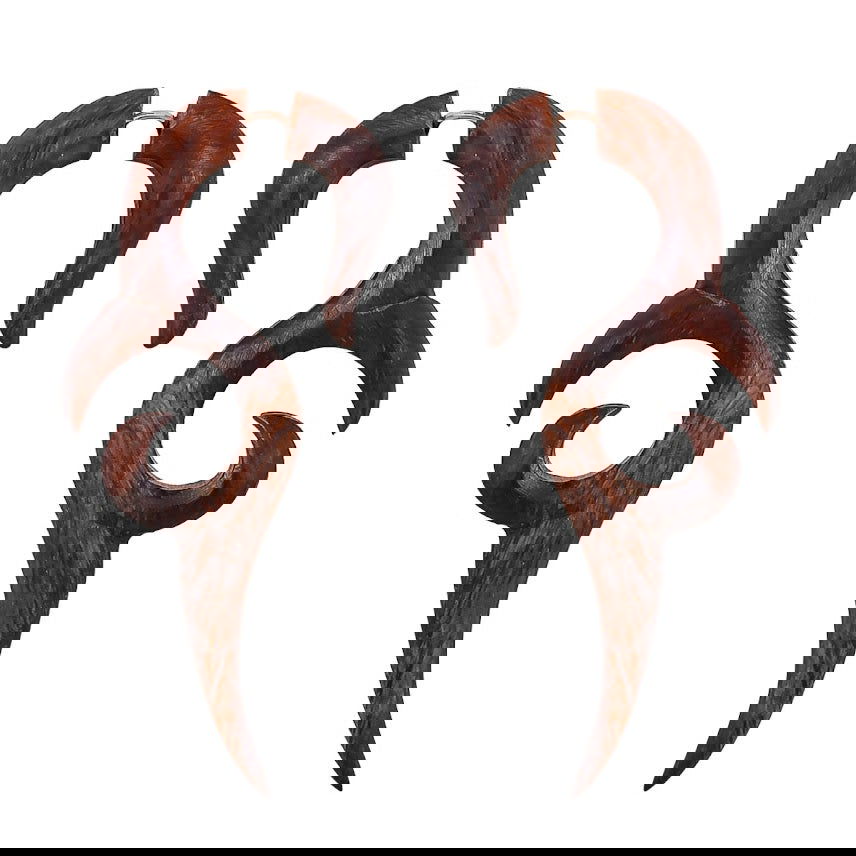 Twirl Spiral Fake Gauges Wooden Earrings- 2.7" - ArtyCraftz.com