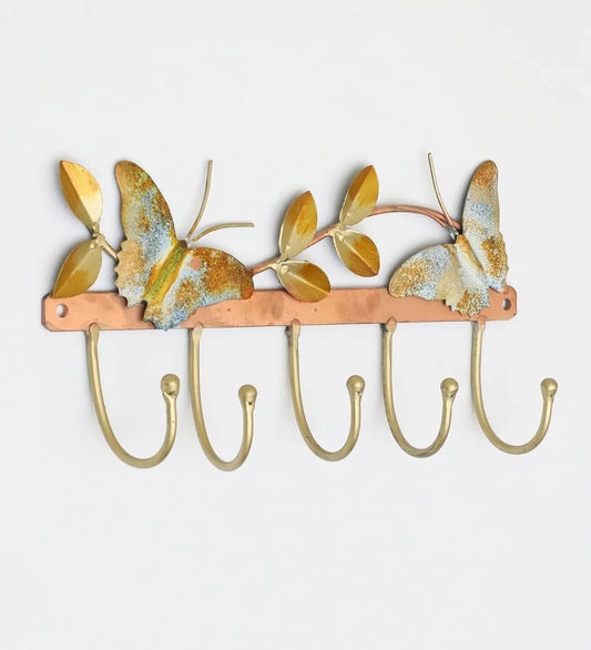 Two Butterfly Decorative Metal Wall Hooks