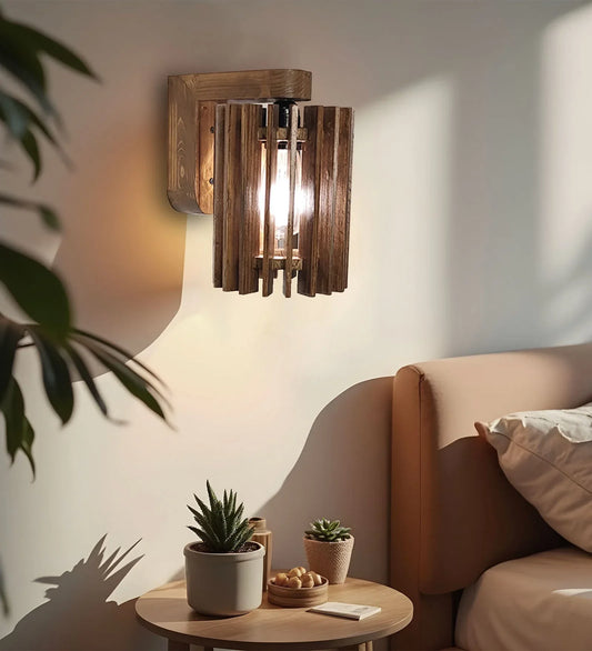 Ventus Brown Wooden Wall Light - ArtyCraftz.com