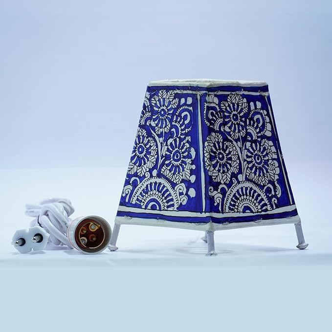 Vibrant Blue Flower Leather Lamp Shade
