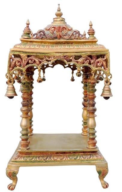 Vibrant Brass Multicolor Temple with Bells and Ghungroos-ArtyCraftz.com